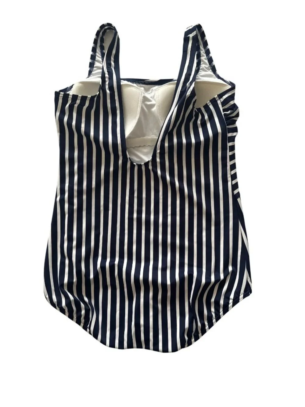 Lands' End Tugless Sporty One-Piece Swimsuit Navy/White SZ 16 Beach Vacation - Picture 2 of 5